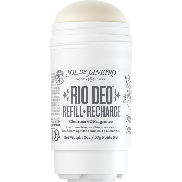 Sol de Janeiro Rio Deo Refill 57g aluminumsfri deodorant i hvid plastbeholder med en cremet lys stift