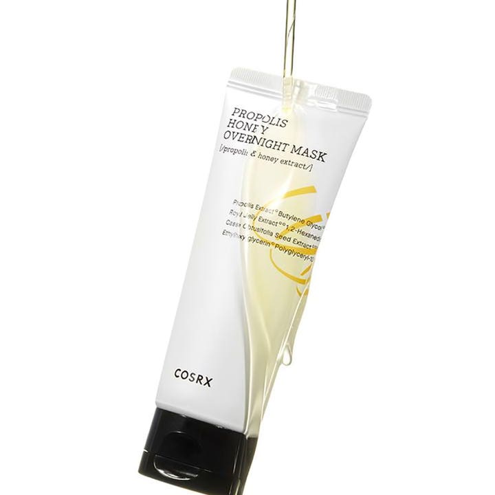 COSRX Ultimate Moisturizing Honey Overnight Mask 60 ml fugtgivende nattmaske i hvid tube med flydende honning
