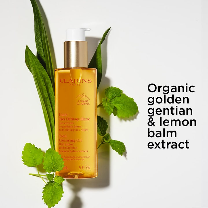 Clarins Total Cleansing Oil 150 ml ansigtsrens med alpine urter fjerner makeup og plejer huden
