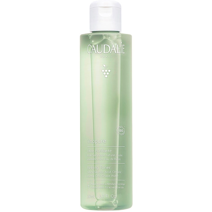 Caudalie Vinopure Purifying Toner 200 ml i lysegrøn gennemsigtig flaske med hvidt låg mod urenheder.