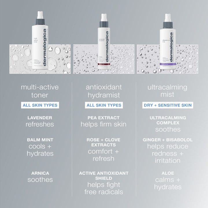 Dermalogica Multi-Active Toner 250 ml fugtgivende ansigtstoner i hvid sprayflaske med citron og agurk.