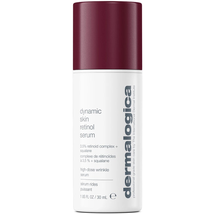 Dermalogica Dynamic Skin Retinol Serum 30 ml rynkereducerende serum i hvid flaske med et bordeauxrødt låg