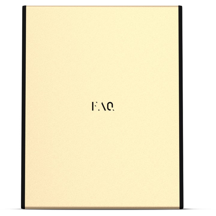FAQ Swiss FAQ™ Led Panel 1 stk hudplejeværktøj der giver glød i et fladt guldpanel med sort ramme og FAQ-logo