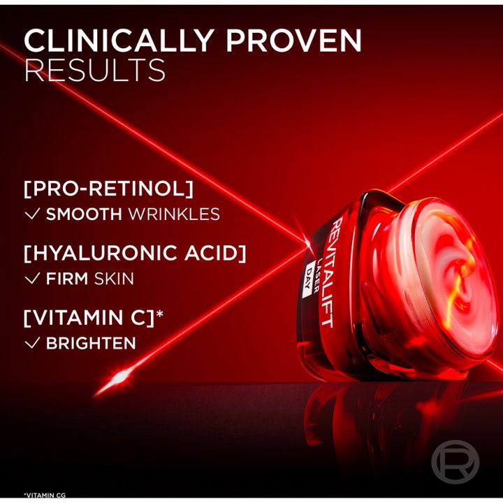 L'Oréal Paris Laser Advance Day 50 ml anti-age dagcreme i mørkegrå æske med pink detaljer