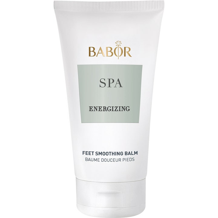 Babor SPA Energizing Feet Smoothing Balm blødgørende fodcreme i hvid tube med lysegrønt logo