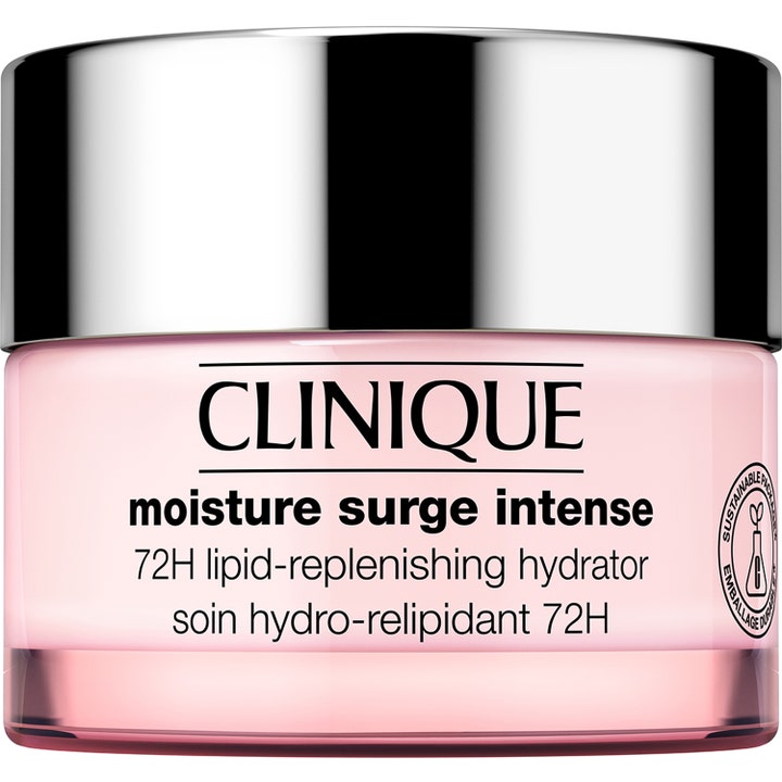 Clinique Moisture Surge Intense 72H lipid-genopbyggende ansigtscreme i lyserød krukke med sølvlåg
