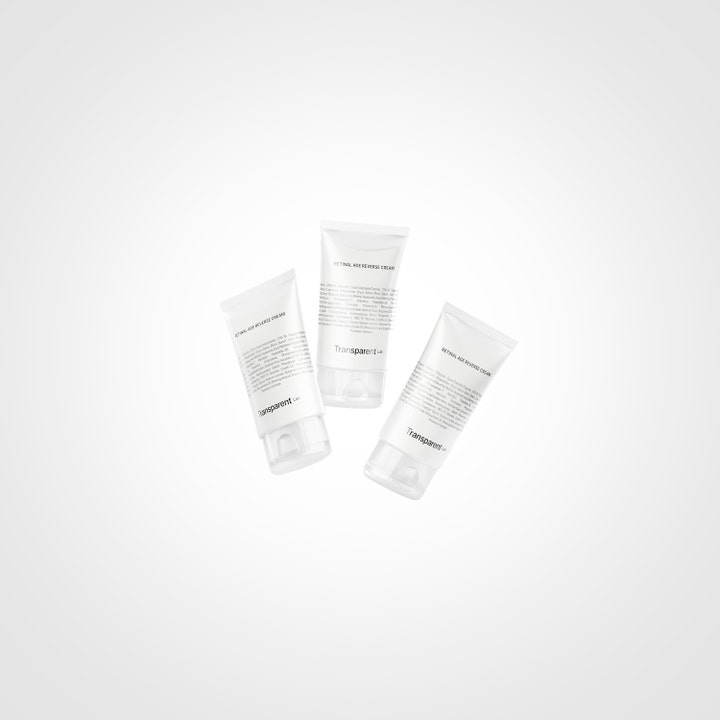 Niche Beauty Lab Transparent Lab Retinal Age Reverse Cream 50 ml anti-age ansigtscreme i tre hvide tuber i vifteform