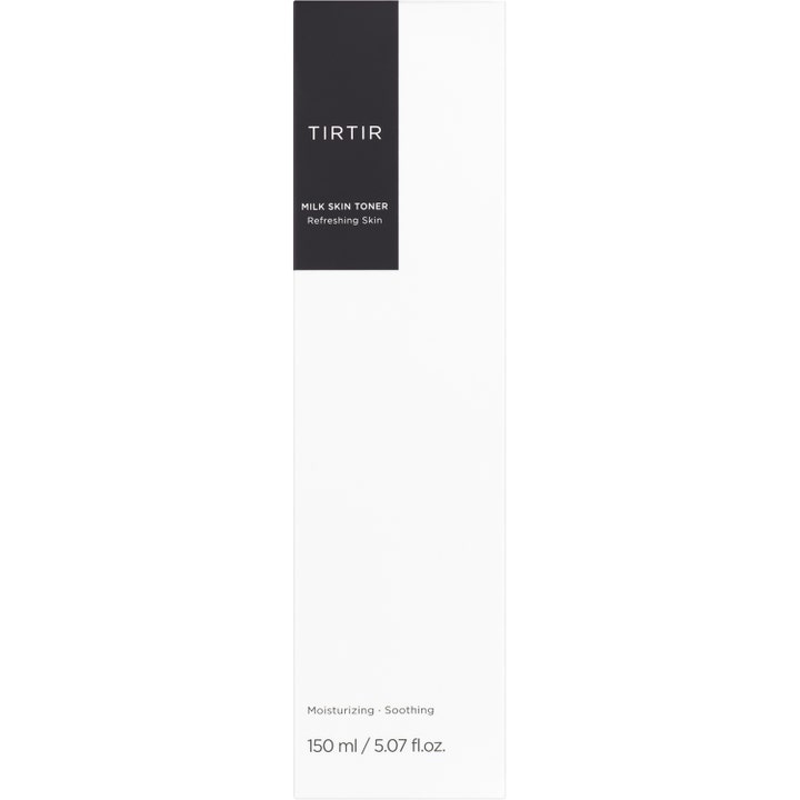 TIRTIR Milk Skin Toner 150 ml fugtgivende toner i hvid og sort yderemballage der beroliger huden.