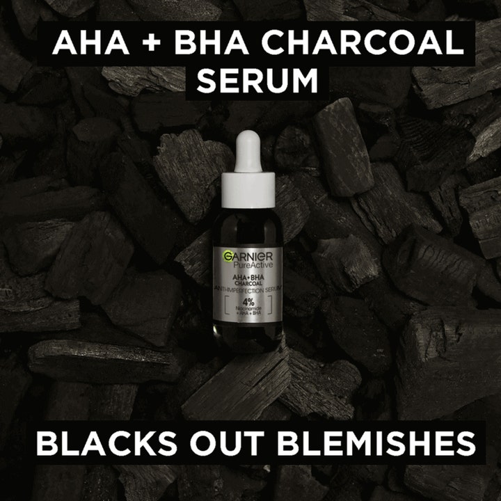 Garnier PureActive Blemish Black Out Serum 30 ml mod urenheder med AHA og BHA på sorte kulstykker