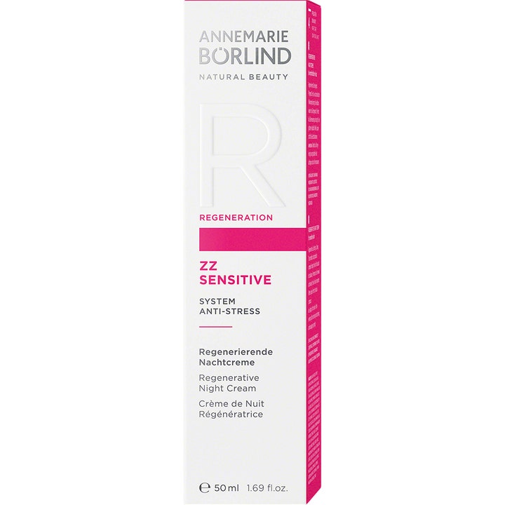 Annemarie Börlind ZZ Sensitive Regenerative Night Cream 50 ml beroligende natcreme i hvid og pink papæske
