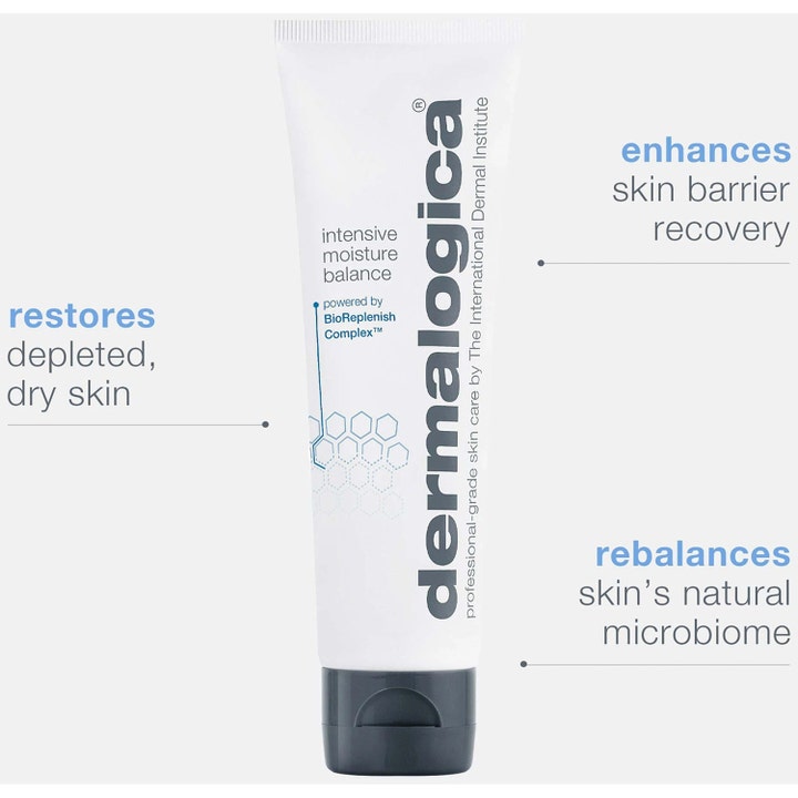 Dermalogica Intensive Moisture Balance 15 ml dagcreme i hvid tube der genopretter tør hud og styrker barrieren