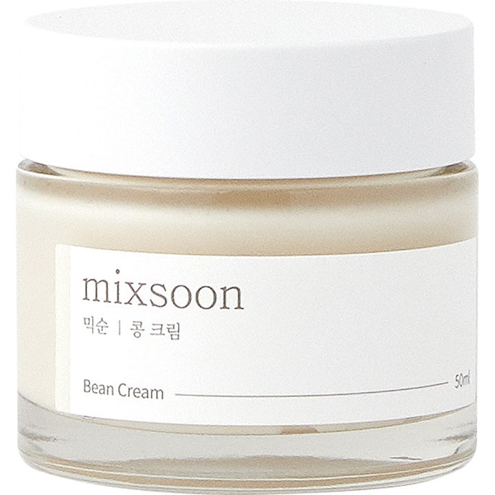 Mixsoon Bean Cream 50 ml fugtgivende ansigtscreme i klar glaskrukke med hvidt låg og minimalistisk etiket.
