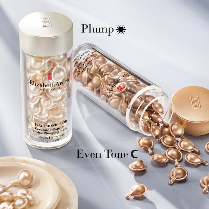 Elizabeth Arden Ceramide Capsules Vitamin C 30 stk serum giver ensartet hudtone med bronze kapsler i klar krukke