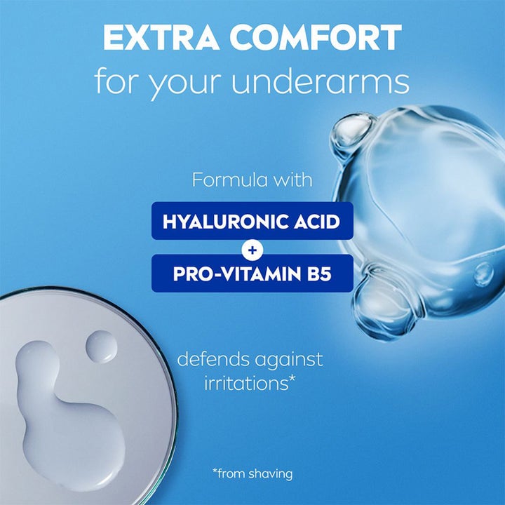 NIVEA Derma Control Defend 150 ml antiperspirant spray med hyaluronsyre og pro-vitamin B5 mod irritation.