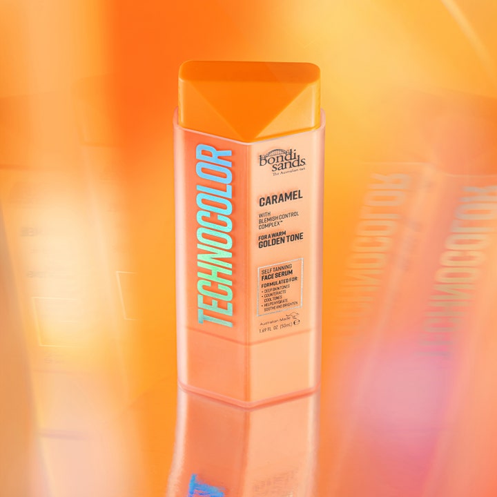Bondi Sands Technocolor Face Serum Caramel 50 ml selvbruner i orange flakon med Blemish Control Complex