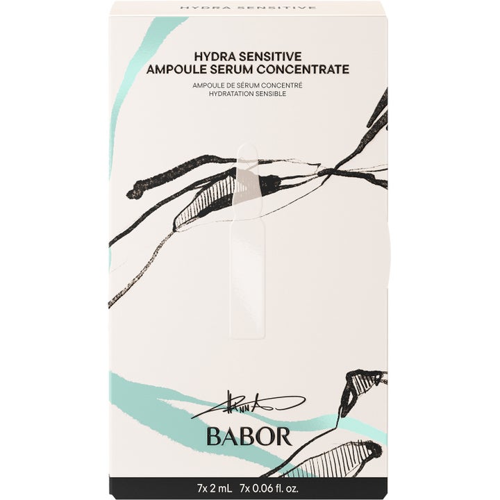 Babor Hydra Sensitive Ampoule Serum Concentrate 7x 2 ml beroligende serum i hvid æske med mintgrønne og sorte detaljer
