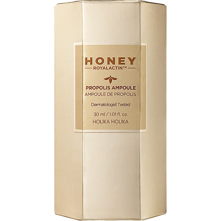 Holika Holika Honey Royalactin Propolis Ampoule 30 ml serum i en sekskantet gylden papæske