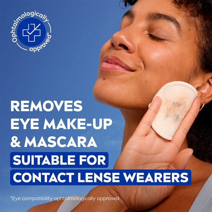 NIVEA Gentle Eye Make Up Remover 125 ml øjenmakeupfjerner til kontaktlinsebrugere fjerner mascara med vatrondel
