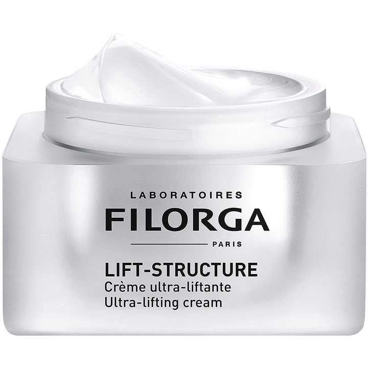 FILORGA Lift-Structure Cream 50 ml opstrammende dagcreme i sølv krukke med rig hvid tekstur