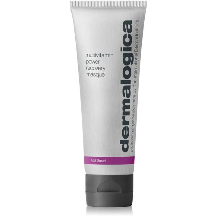 Dermalogica Multivitamin Power Recovery Masque genopbyggende maske i grå tube med lilla AGE Smart bånd og sort låg