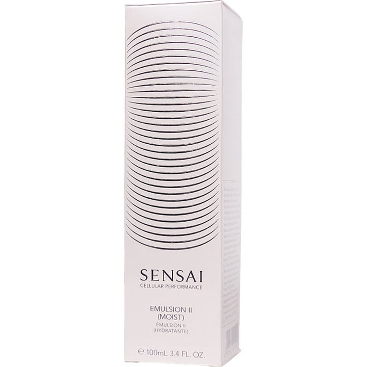 Sensai Cellular Performance Emulsion II Moist 100 ml fugtgivende ansigtsemulsion i hvid æske med cirkulært mønster