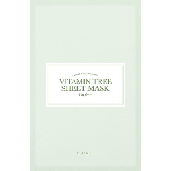 I'm from Vitamin Tree Sheet Mask 22 ml fugtgivende ansigtsmaske i lysegrøn sachet med hvid etiket.