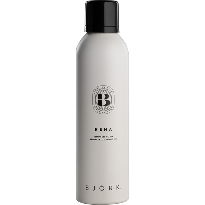 Björk Rena Shower Foam 200 ml rensende kropspleje i en minimalistisk hvid sprayflaske med sort låg