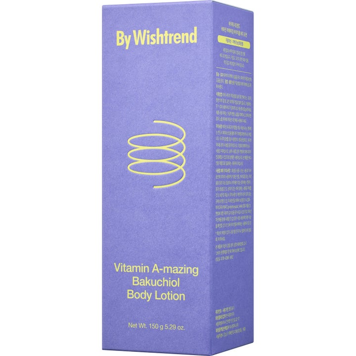 By Wishtrend Vitamin A-mazing Bakuchiol Body Lotion 150 g udglattende bodylotion i lilla papæske med gul tekst
