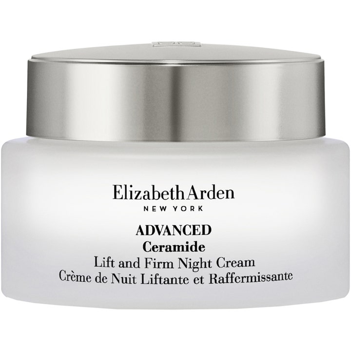 Elizabeth Arden Advanced Ceramide Lift and Firm Night Cream opstrammende natcreme i elegant mat glaskrukke med sølvlåg