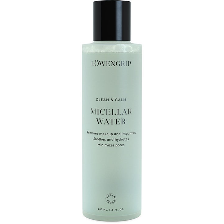 Löwengrip Clean & Calm Micellar Water 200 ml beroligende ansigtsrens i lysegrøn plastflaske med sort låg