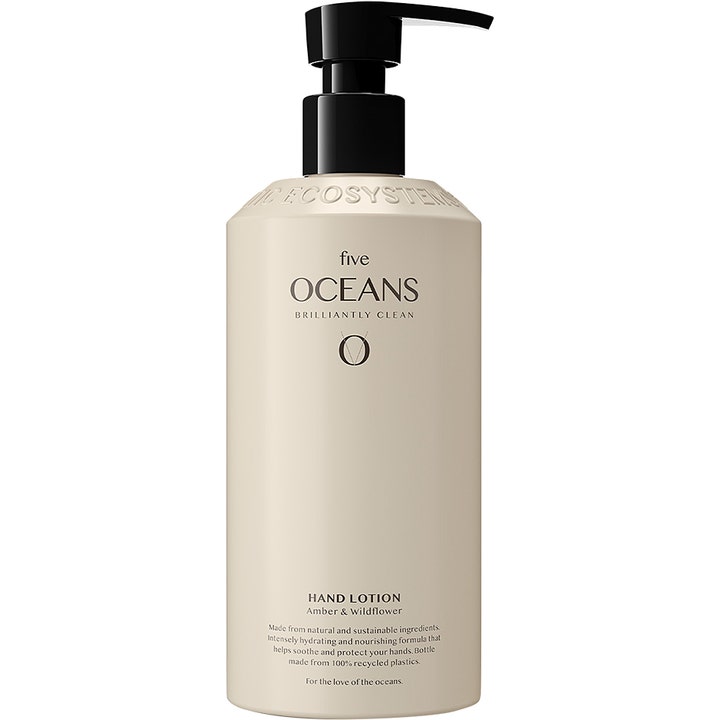 Five Oceans Hand Lotion Amber & Wildflower fugtgivende håndcreme i beige plastflaske med sort pumpe