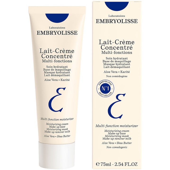 Embryolisse Lait-Crème Concentré 75 ml fugtgivende dagcreme i hvid tube og æske med blå detaljer.