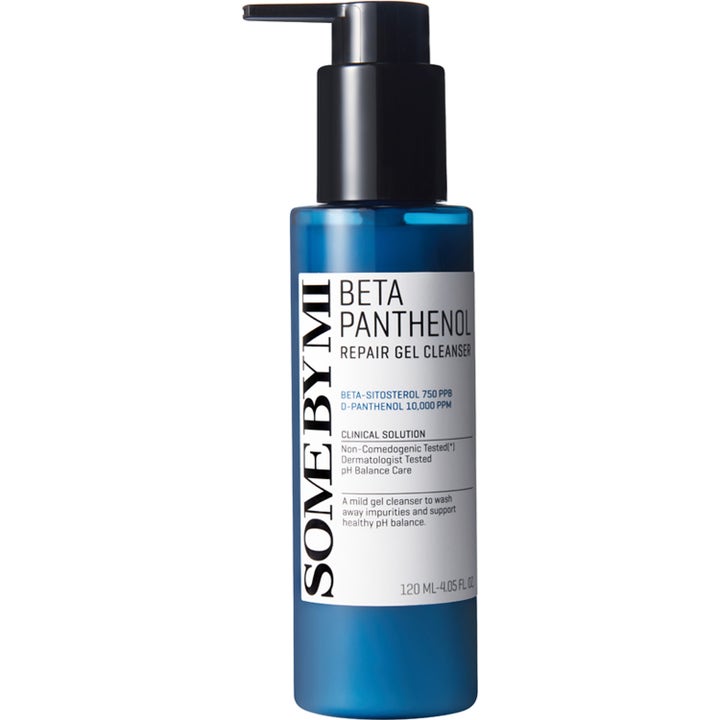 Some By Mi Beta Panthenol Repair Gel Cleanser 120 ml reparerende ansigtsrens i blå flaske med sort pumpehoved