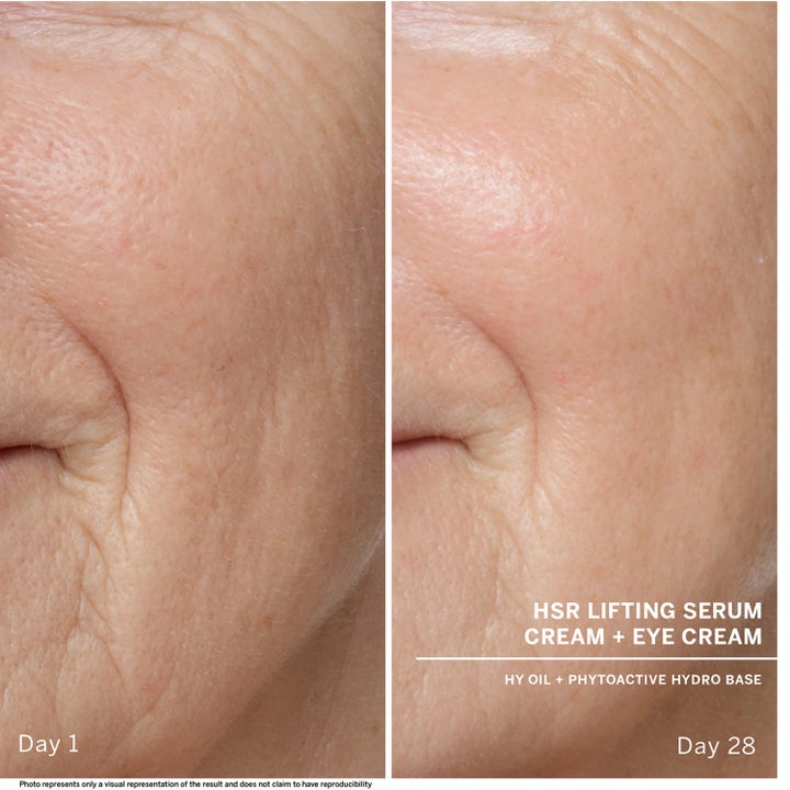 Babor HSR Lifting Eye Cream 30 ml viser før og efter resultat af HSR Lifting Serum Cream og Eye Cream efter 28 dage