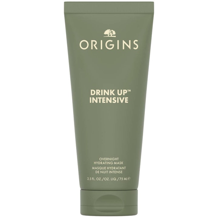 Origins Drink Up Intensive 75 ml fugtgivende ansigtsmaske i en mat grøn tube der giver intens fugt.