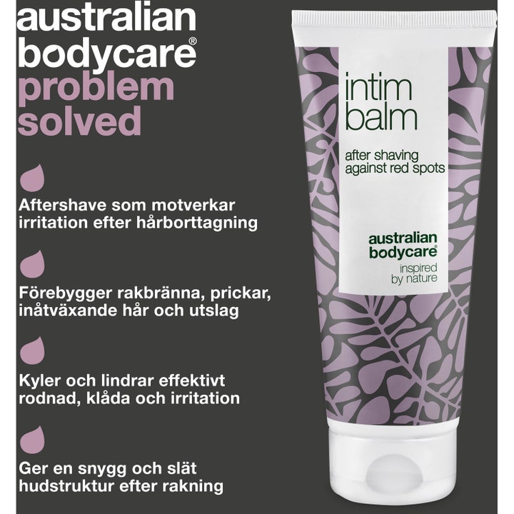 Australian Bodycare Intim Balm 100 ml intimpleje modvirker røde knopper i hvid tube med lilla bladmønster