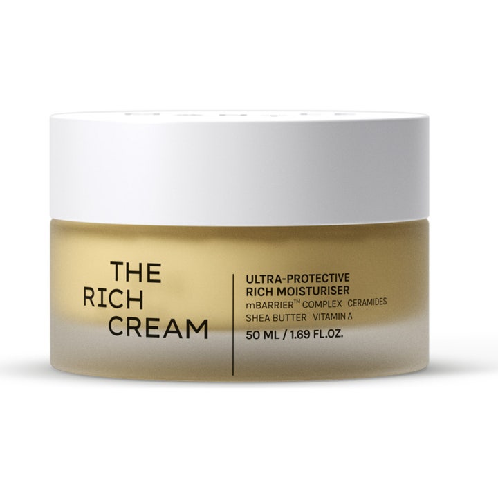 The Rich Cream 50 ml ultra-beskyttende ansigtscreme med ceramider i en frostet glaskrukke med hvidt låg