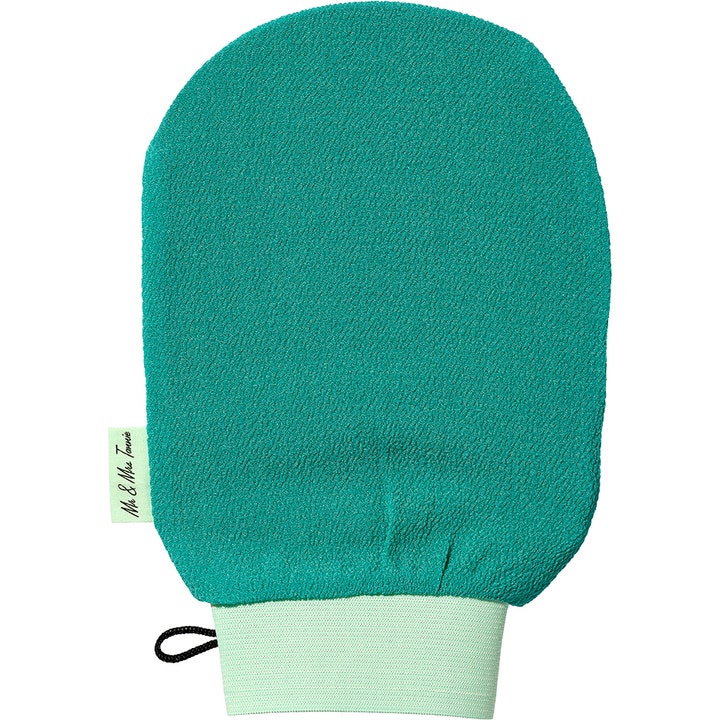 Mr & Mrs Tannie Exfoliating Mitt 1 stk eksfolierende handske fjerner døde hudceller i turkis tekstureret stof