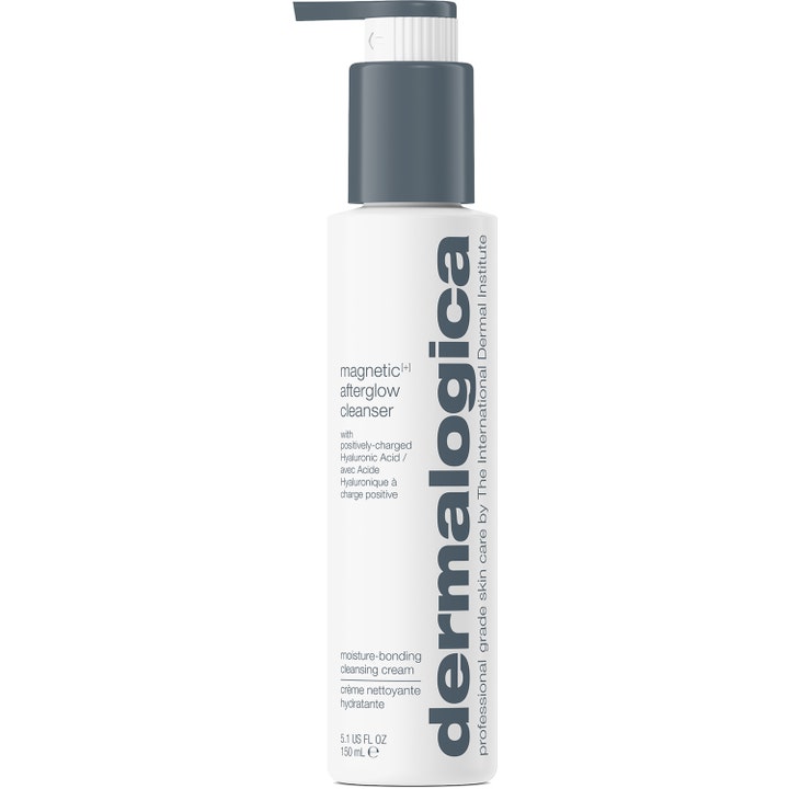 Dermalogica Magnetic Afterglow Cleanser 150 ml fugtgivende ansigtsrens med hyaluronsyre i hvid flaske med grå pumpe