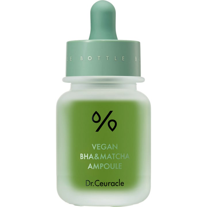 Dr. Ceuracle Vegan BHA & Matcha Ampoule 30ml eksfolierende ampul i matteret glasflaske med grøn væske og pipette