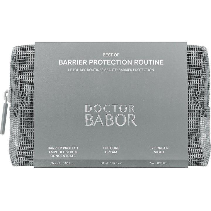 Babor DOC Barrier Protection Routine 63 ml hudplejesæt i grå mesh-taske med styrkende ansigtspleje