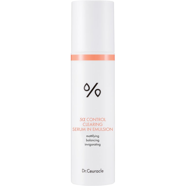 Dr. Ceuracle 5α Control Clearing Serum in Emulsion 50ml matterende ansigtspleje i hvid flaske med orange stribe