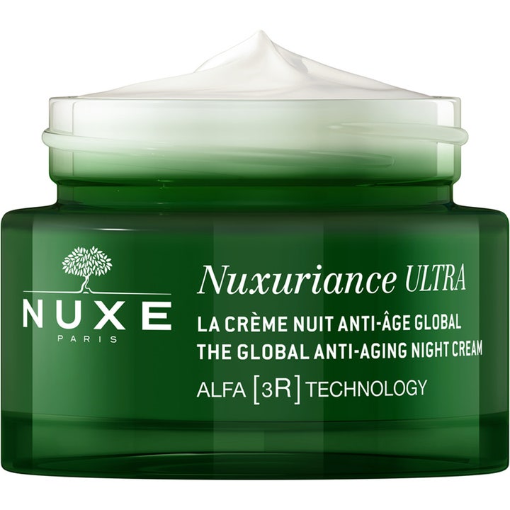 Nuxe Nuxuriance Ultra 184 g anti-aging natcreme med Alfa 3R teknologi i grøn krukke med hvid creme