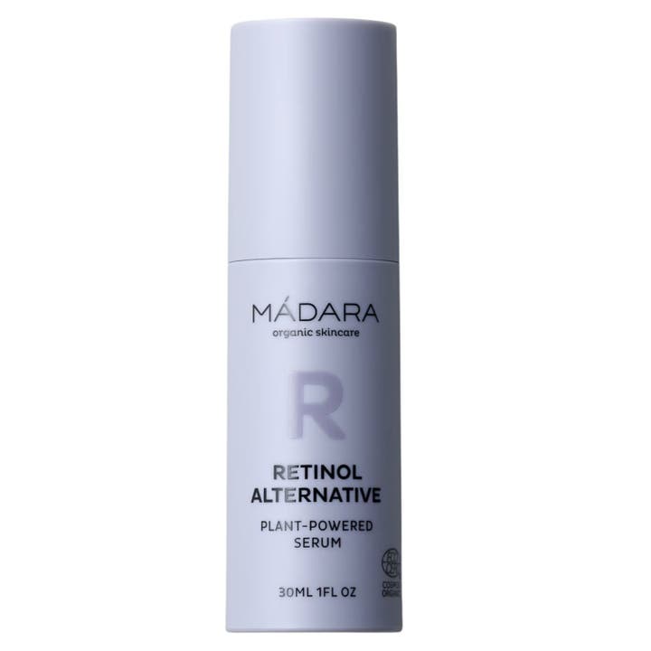 Mádara Time Miracle Botanic Retinol Serum 30 ml opstrammende serum mod rynker i mat lilla-grå cylinderformet flaske