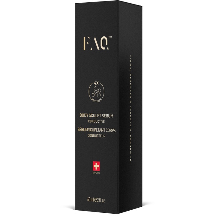 FAQ Swiss FAQ Body Sculpt Serum 60 ml opstrammende kropsserum i en elegant sort æske med gulddetaljer