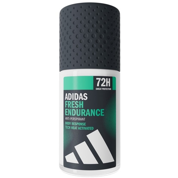 Adidas Fresh Endurance 50 ml anti-perspirant mod sved i hvid flaske med et sort nupret låg og grønne detaljer.