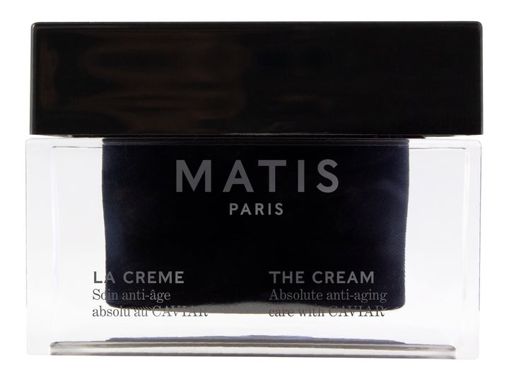 Matis Caviar The Cream antiage ansigtscreme der giver pleje i en eksklusiv klar glaskrukke med sort indre og sort låg
