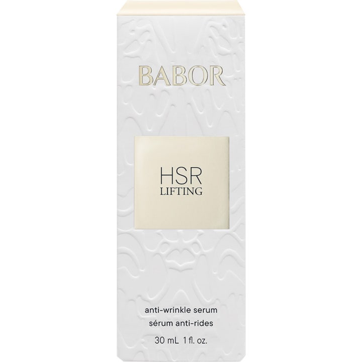 Babor HSR Lifting Serum 30 ml mod rynker i hvid yderemballage med præget mønster og gulddetaljer