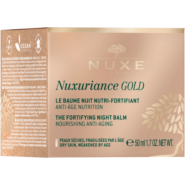 Nuxe Nuxuriance Gold 50 ml nærende anti-age nattcreme i guldæske med vegansk formel til tør hud