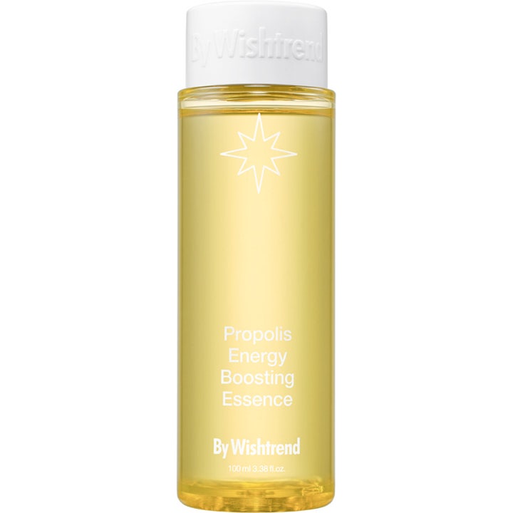 By Wishtrend Propolis Energy Boosting Essence 100 ml beroligende essence i klar flaske med gylden væske og hvidt låg